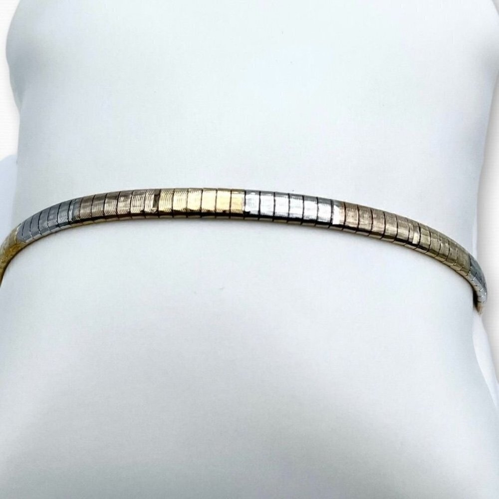 Vintage Italy 925 Sterling Silver 3 Color Diamond Cut Bracelet